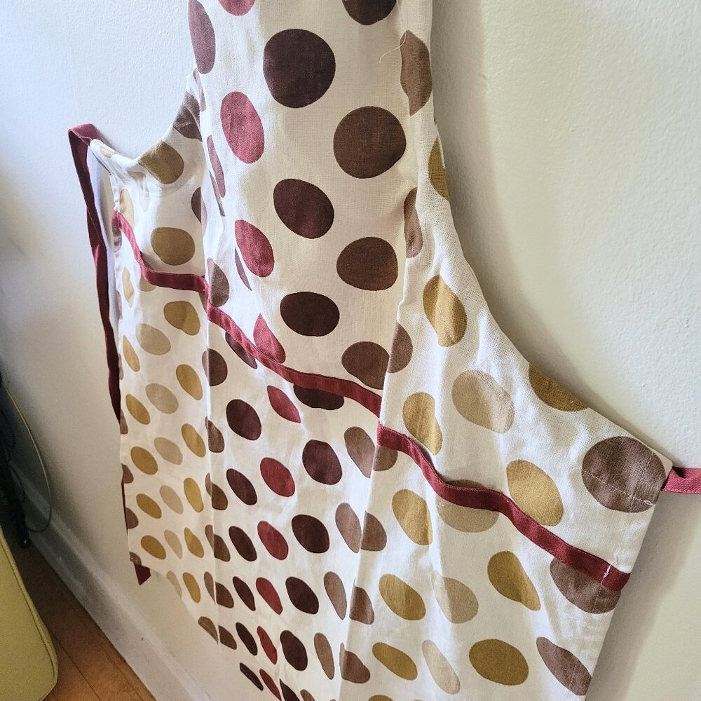 NWT "Krosamos" Baking Apron, Tan with Polka Dots (One Size)